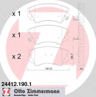 Комплект гальмівних колодок, дискове гальмо ZIMMERMANN 24412.190.1