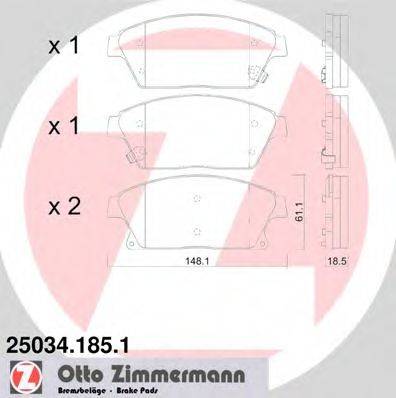 Комплект гальмівних колодок, дискове гальмо ZIMMERMANN 25034.185.1