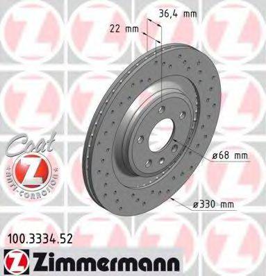 гальмівний диск ZIMMERMANN 100.3334.52