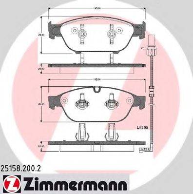 Комплект гальмівних колодок, дискове гальмо ZIMMERMANN 25158.200.2