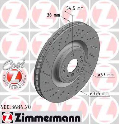 гальмівний диск ZIMMERMANN 400.3684.20