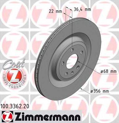 гальмівний диск ZIMMERMANN 100.3362.20